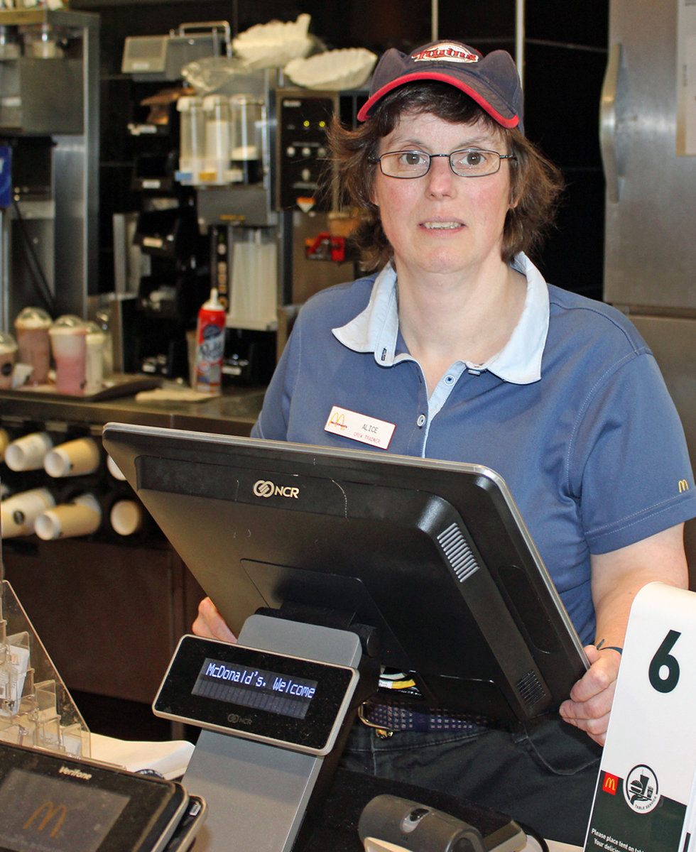 Alice assists others learn the ropes as a McDonald’s crew trainer