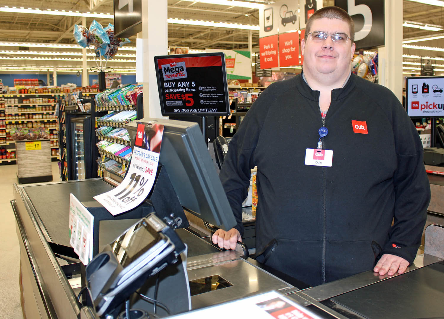 Bringing energy and enthusiam to his work, Dan Beauregard excels at cashiering job at Cub Foods